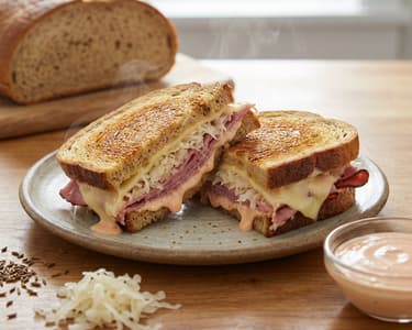 Reuben Sandwich with Beef Pastrami and Sauerkraut