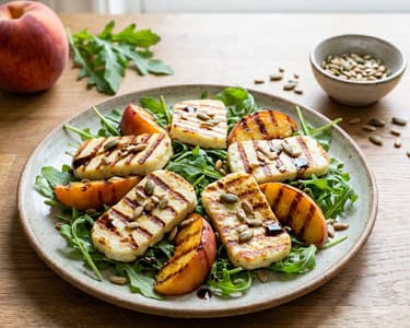 Grilled Halloumi and Peach Salad