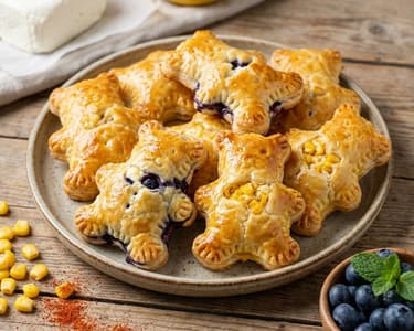 Bear-shaped puff pastry pockets