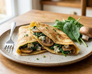 Spinach and Roquefort Cheese Crepes
