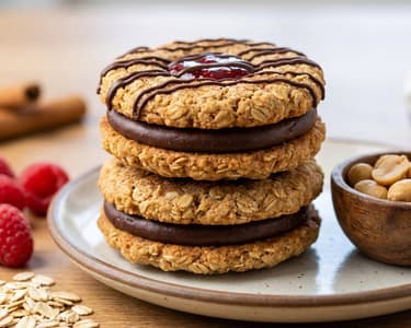 Oatmeal Cookies with Peanut Butter and Raspberry