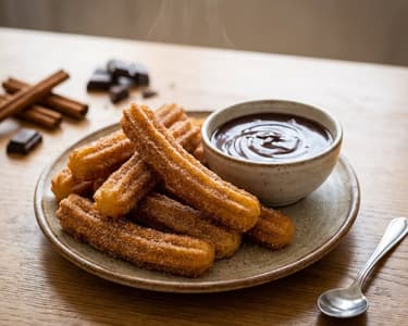 Churros with Cinnamon and Chocolate Sauce