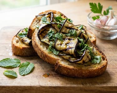 Bruschetta with Eggplant and Fresh Herbs