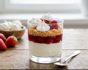 Fruit cups with curd cheese cream and meringues | Refreshing summer dessert