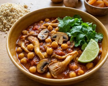 Vegetarian Dish with Chickpeas and Oyster Mushrooms