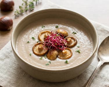 Creamy Chestnut Soup with Shiitake Mushrooms