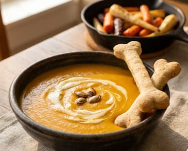 Halloween Soup with Pumpkin and Roasted Vegetables
