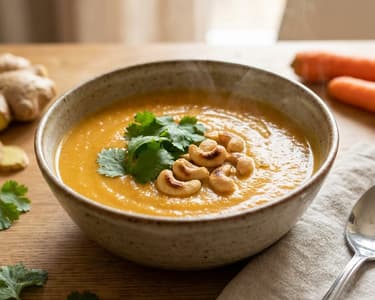 Pumpkin cream soup with carrot and ginger