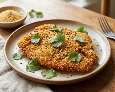 Chicken Schnitzel with Miso Paste and Coriander