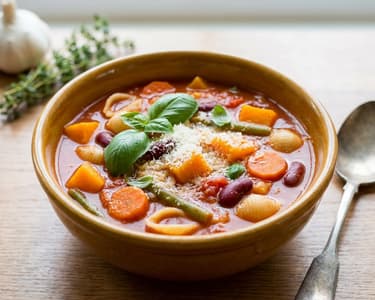Minestrone Soup with Vegetables and Pumpkin