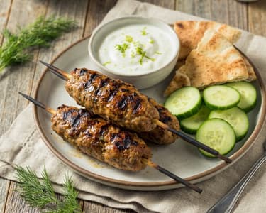 Minced Turkey Skewers with Yogurt and Lime