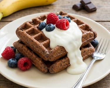 Chocolate and Banana Waffles with Chia