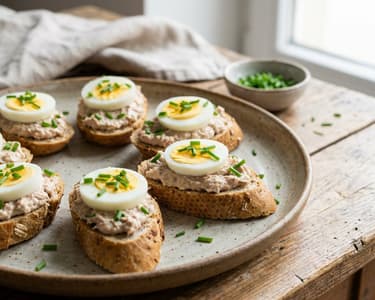 Canapés with Tuna and Egg Paste