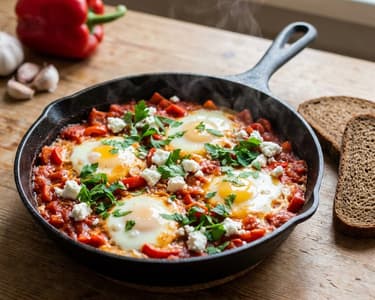 Shakshuka cu brânză de capră