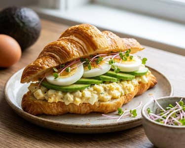 Croissant with Egg and Avocado Salad