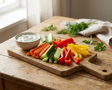 Vegetable Sticks with Cheese and Green Onion Dip