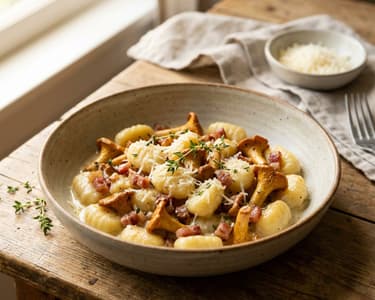 Homemade Gnocchi with Chanterelles and Pecorino