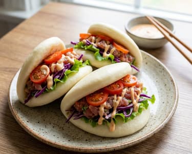 Bao with Tuna and Crispy Vegetables