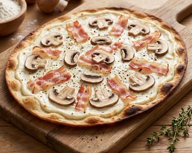 Flammkuchen with Mushrooms and Bacon