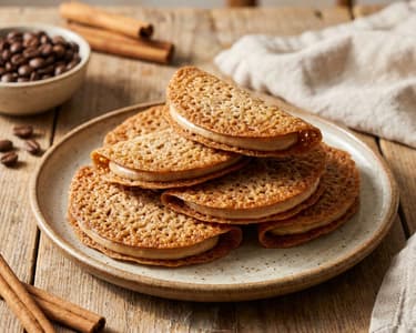 Lace Cookies with Cinnamon and Coffee Cream