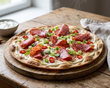 Flammkuchen with salami