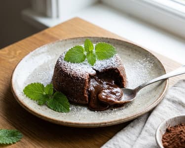 Chocolate Fondant with Lemon Balm
