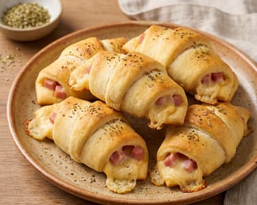 Pizza Croissants with Ham and Cheese