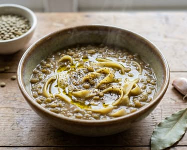 Lentil Soup with Tagliatelle Noodles