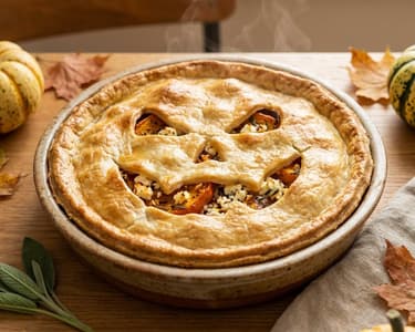Halloween Pie with Pumpkin and Feta