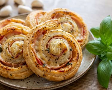 Puff Pastry Rolls with Ham and Cheese