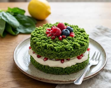 "Forest Moss" Cake with spinach and mascarpone