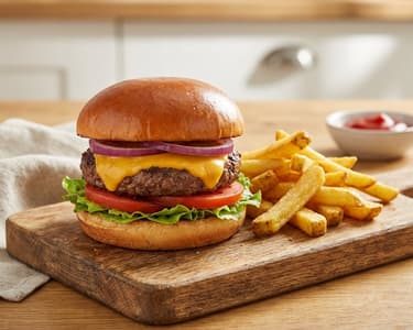 Hamburger with Oven-Baked Fries