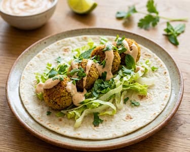 Falafel in tortilla with chili and lime mayonnaise