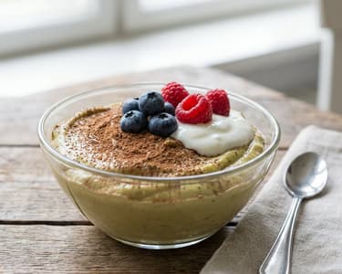 Spumă de avocado și banane cu karob