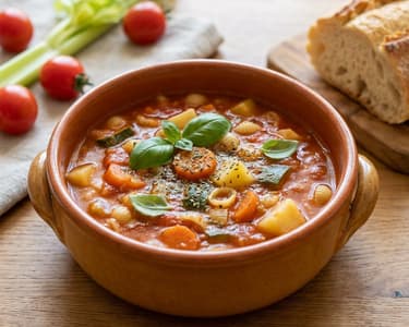 Minestrone Soup with Shell Pasta