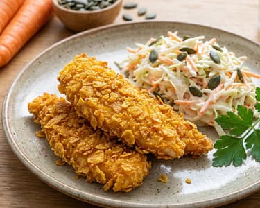Nuggets de pui la cuptor cu salată Coleslaw
