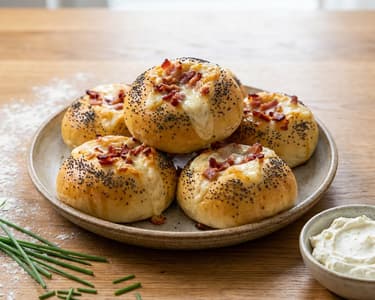 Savory Buns with Bacon and Mozzarella