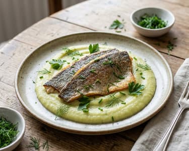 Trout fillets with leek puree