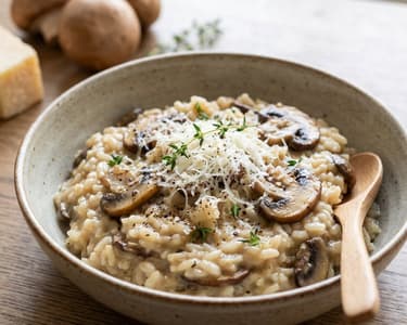 Risotto cremos cu ciuperci și parmezan