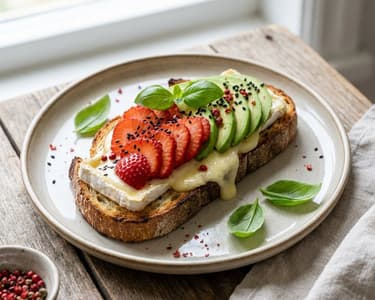Toast cu camembert și căpșuni
