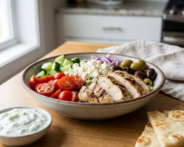 Greek Bowl with Grilled Chicken and Tzatziki