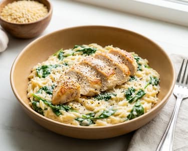 Creamy Orzo with Ricotta and Chicken