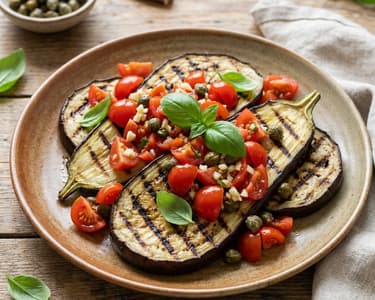 Grilled Eggplant with Vinaigrette and Tomatoes