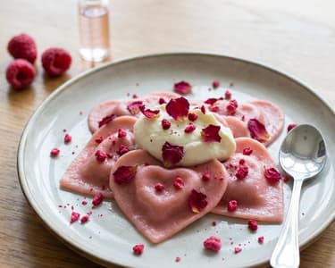 Sweet Pasta Hearts with Mascarpone and Roses
