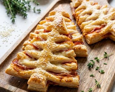 Puff Pastry Christmas Trees with Prosciutto and Pesto