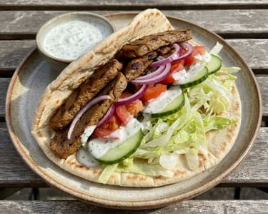 Vegetable Gyros with Seitan and Refreshing Dip
