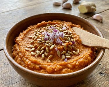 Red lentil spread with ginger and sunflower seeds