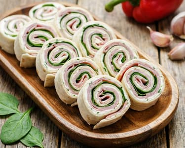 Tortilla rolls with ham and cream cheese