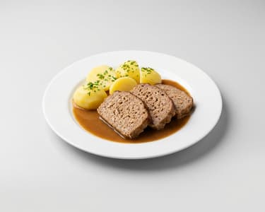 Baked Meatloaf with Boiled Potatoes