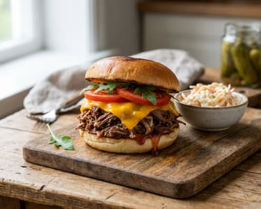 Burger cu vită fragedă și salată Coleslaw